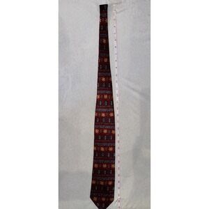 Cocktail Collection Mens Red&Gold Geometric Neck Tie 100% Silk Made In USA
